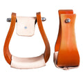 Wooden Offset Horse Saddle Stirrups Tan Large T34282