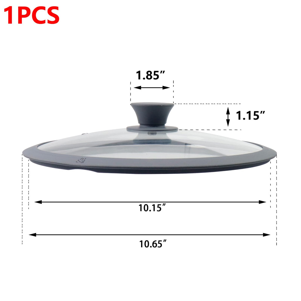 10.5" Round Tempered Glass Lid with Silicone Rim C4021