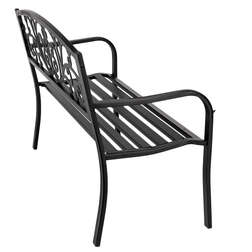 50" Black Metal Patio Bench O4161