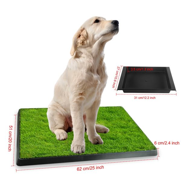 Indoor Dog Potty Training Pad with Removable Waste Tray, Artificial Turf, 25"×20" J322