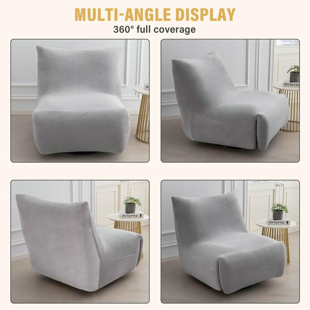 Light Gray Velvet Oversized Recliner Chair Cover V64867