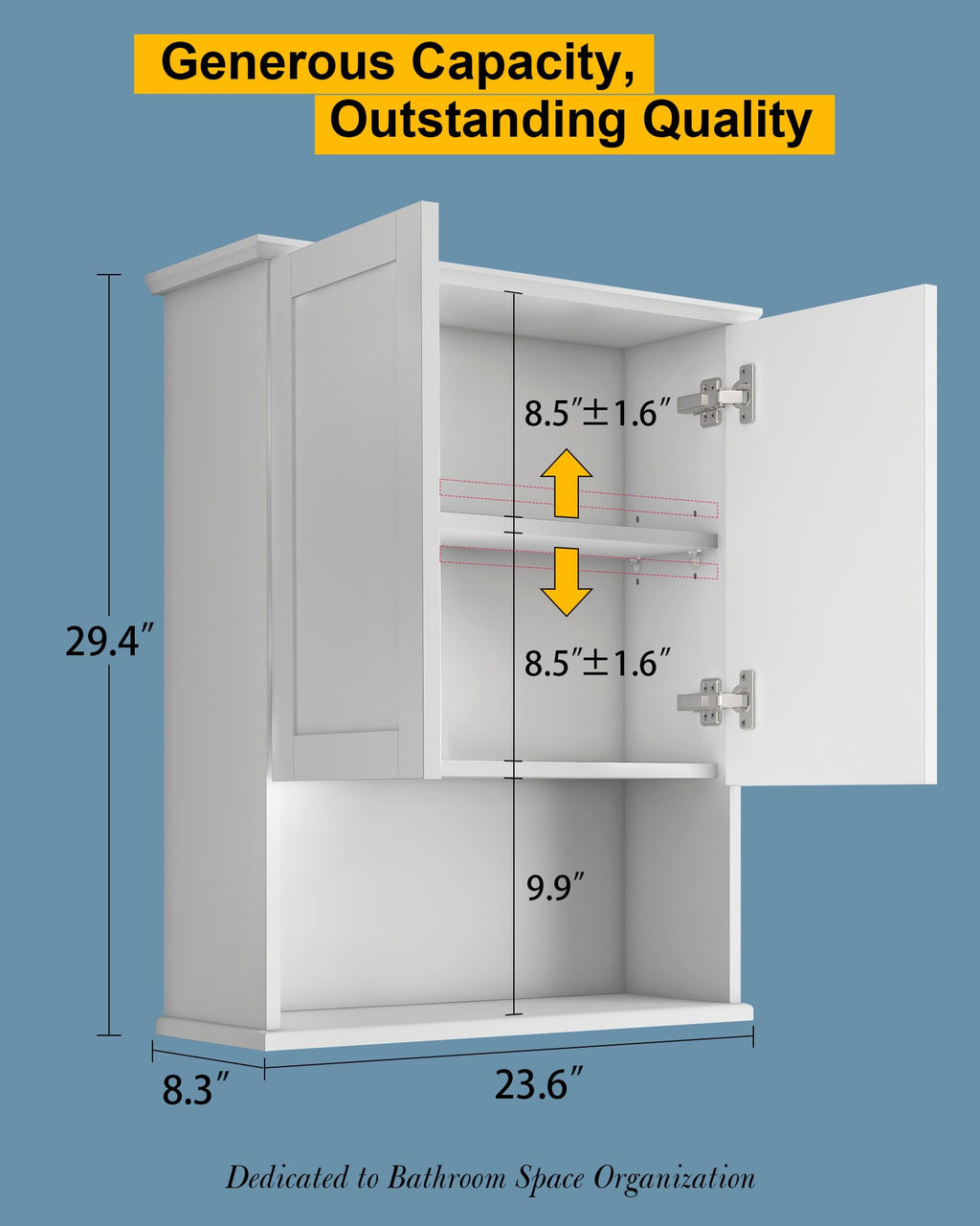 White Wall Mount Bathroom Cabinet with Adjustable Shelves C789710