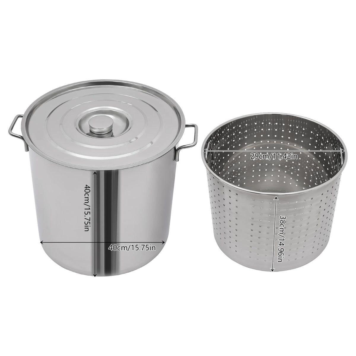 Stainless Steel 40L Stockpot with Basket Lid R44145