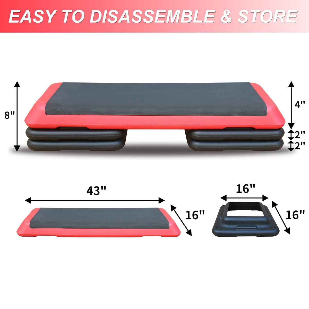 Height Adjustable Aerobic Step Platform with Risers Z434