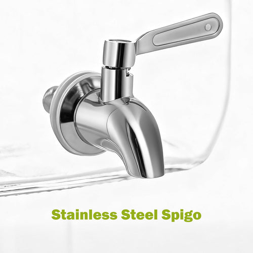 1 Gallon Glass Drink Dispenser with Stand and Spigot, 2 Pack G34280