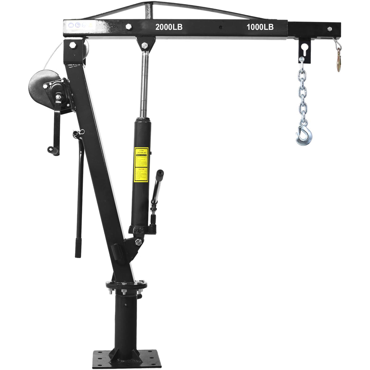 Hydraulic Pickup Truck Crane with Hand Winch, 2000-Lb. Capacity, Adjustable Boom, 360° Pivot I93376