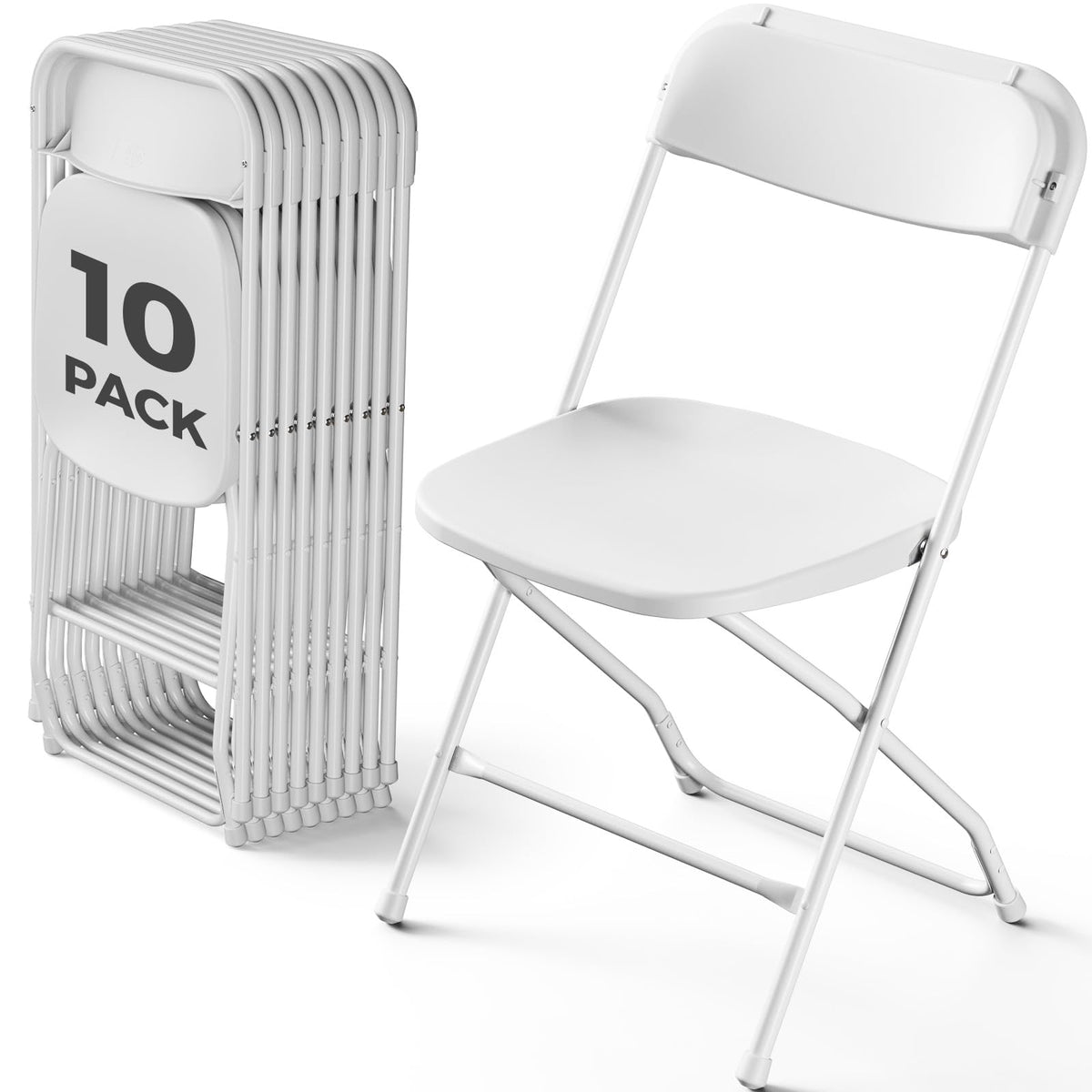 White 10 Pack Heavy Duty Folding Chairs T425