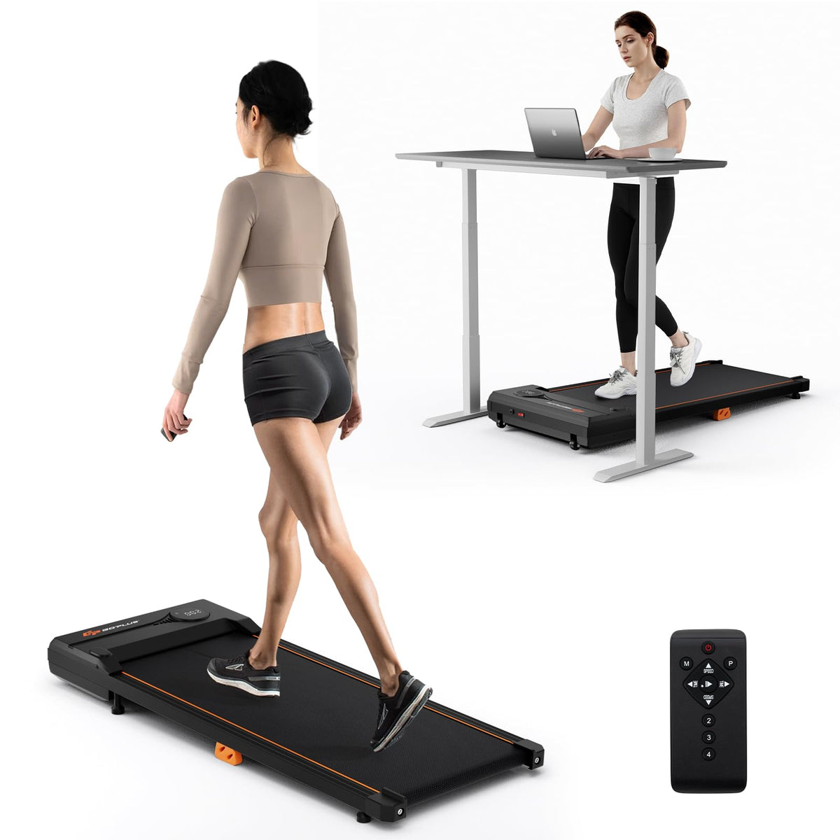 340 LBS Capacity Under Desk Treadmill with Remote Control F382365