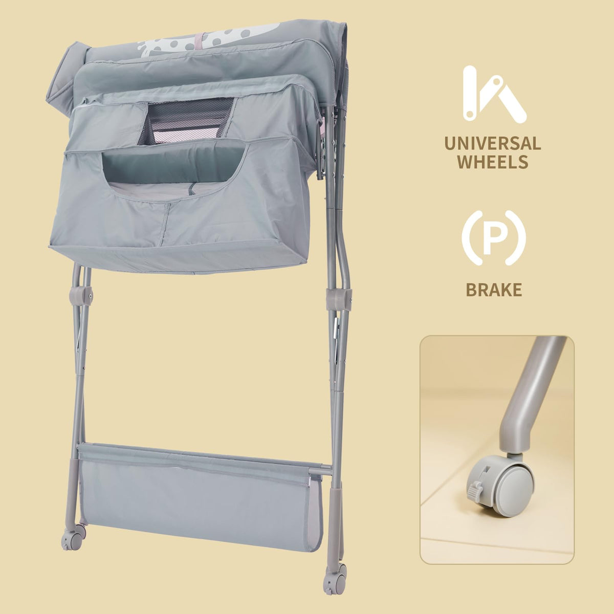 Foldable Baby Changing Table with Wheels U457