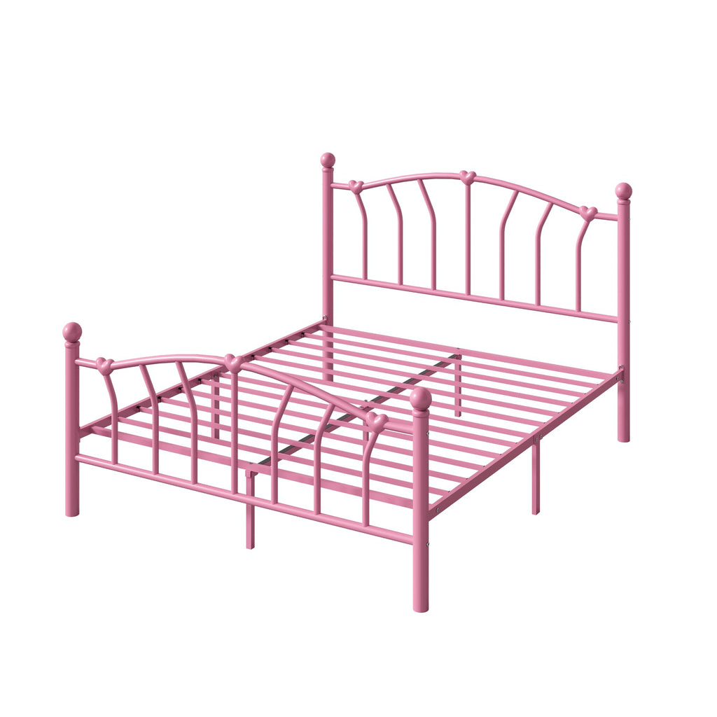 Full Size Pink Metal Platform Bed Frame O184333