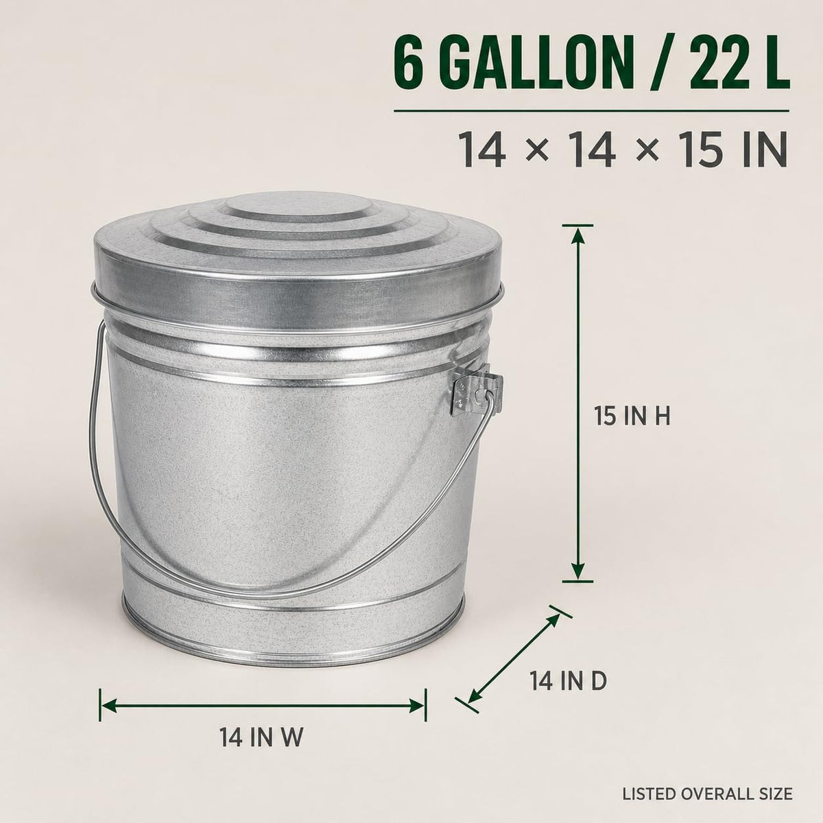 6 Gallon Galvanized Storage Can with Locking Lid N531