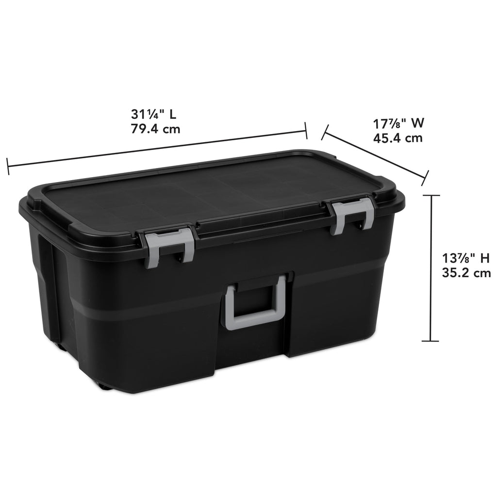 22 Gallon Black Wheeled Plastic Storage Trunk F213015