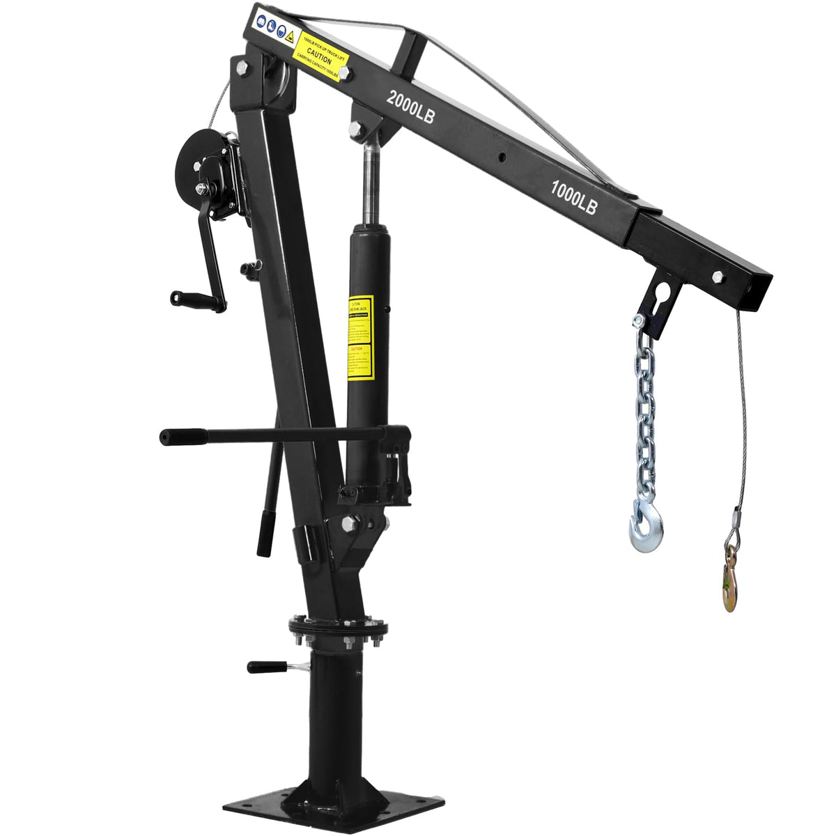Hydraulic Pickup Truck Crane with Hand Winch, 2000-Lb. Capacity, Adjustable Boom, 360° Pivot I93376