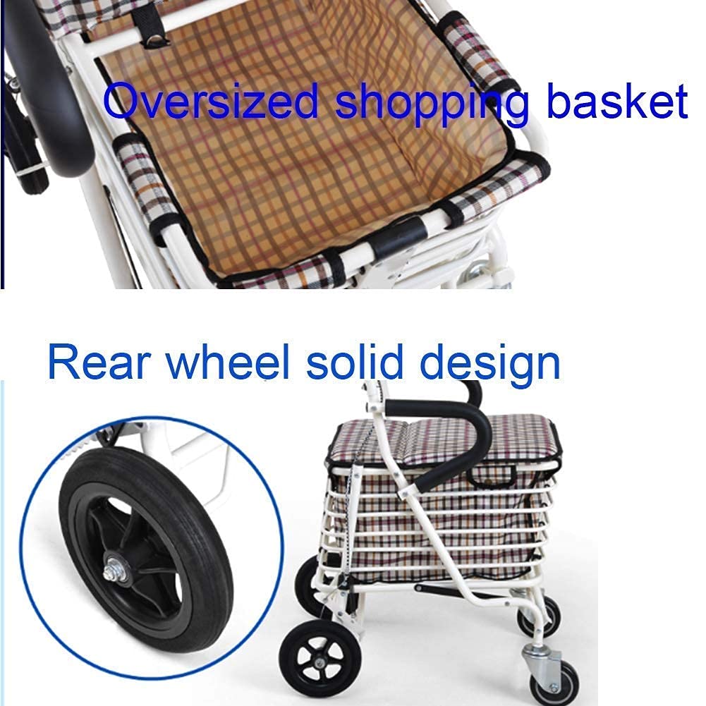 Folding Four Wheel Rollator Walker with Padded Seat Lockable Brakes H340