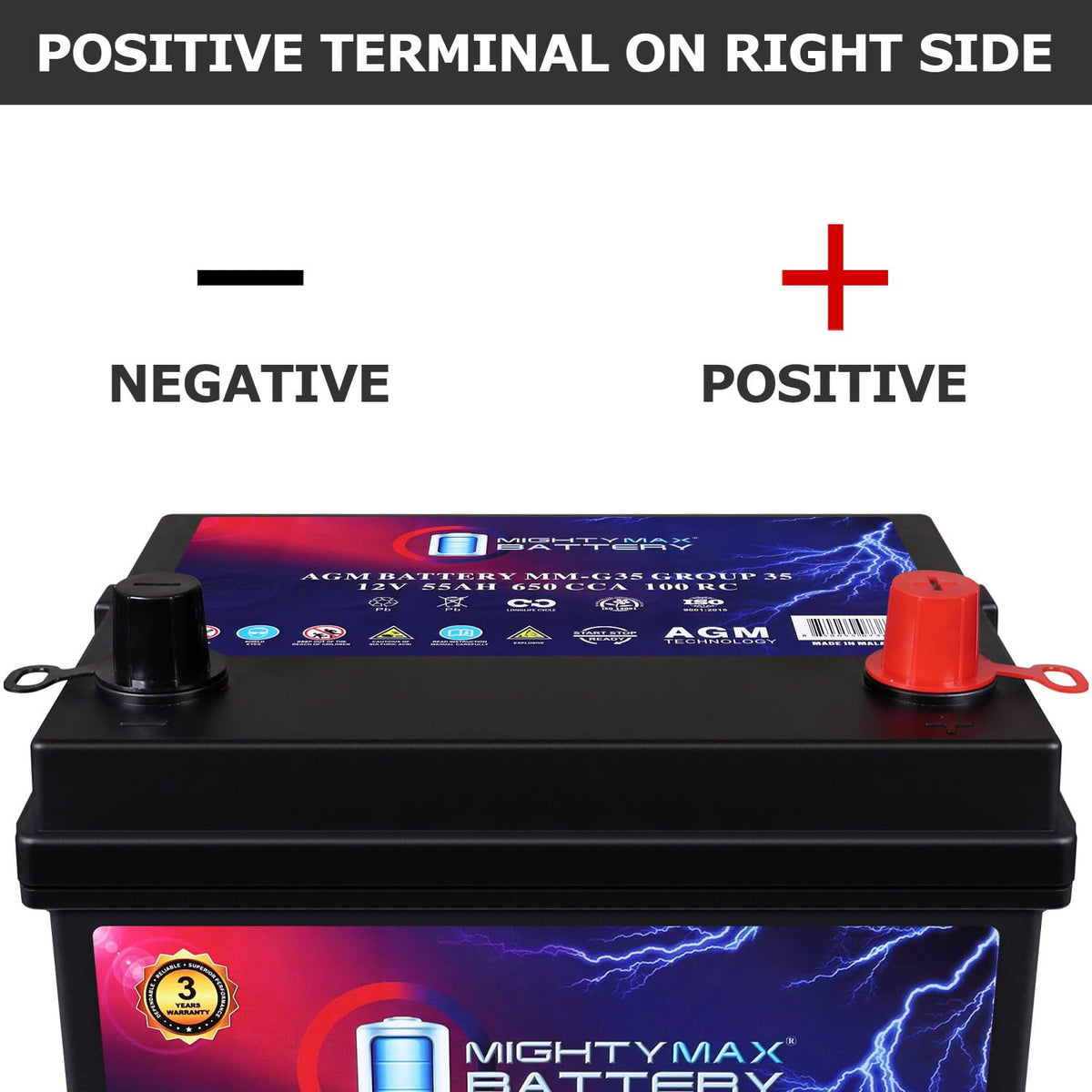 12V 55Ah AGM Replacement Battery U23165
