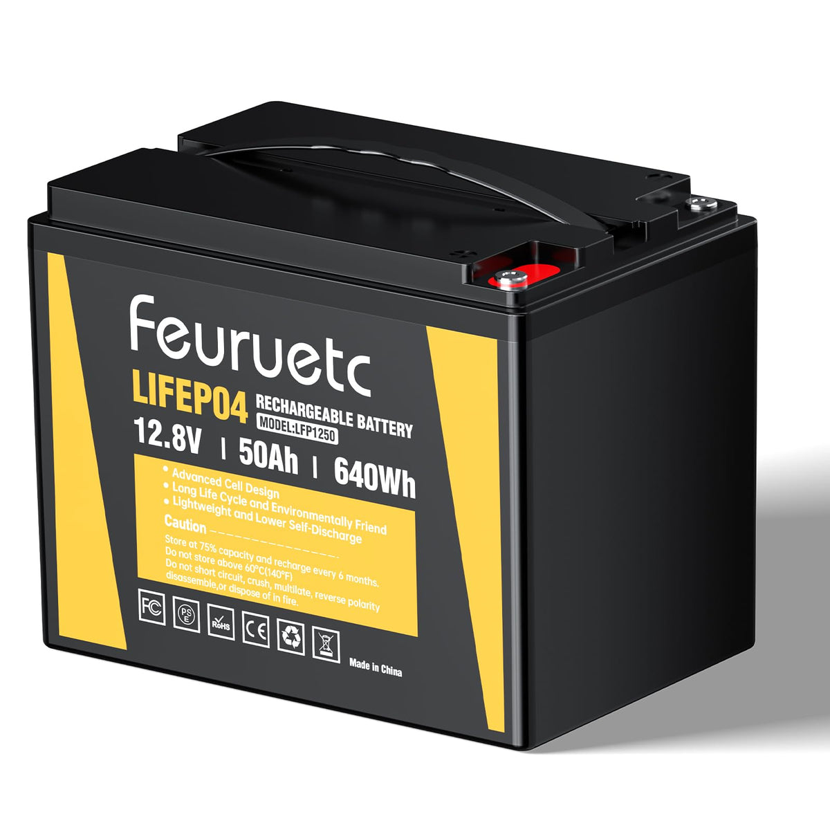 12V 50Ah LiFePO4 Lithium Battery with 50A BMS U6997