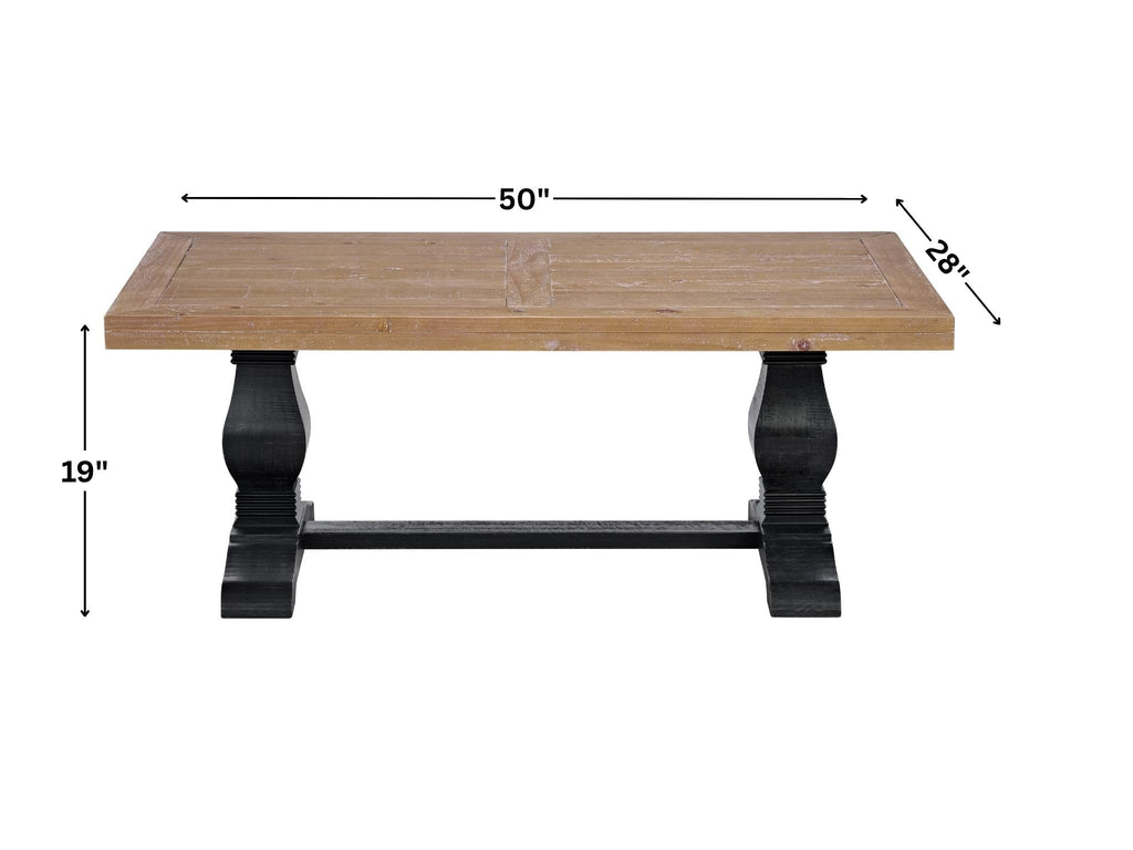 Solid Wood Coffee Table, Black and Driftwood T340