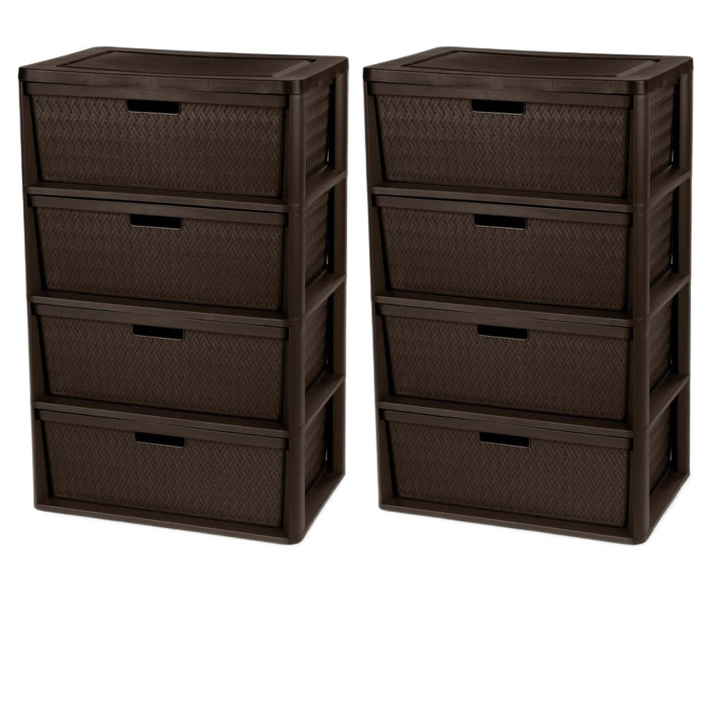 2 Pack Wide 4 Drawer Plastic Storage Tower E4905