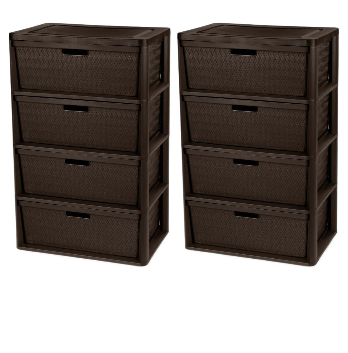 2 Pack Wide 4 Drawer Plastic Storage Tower E4905