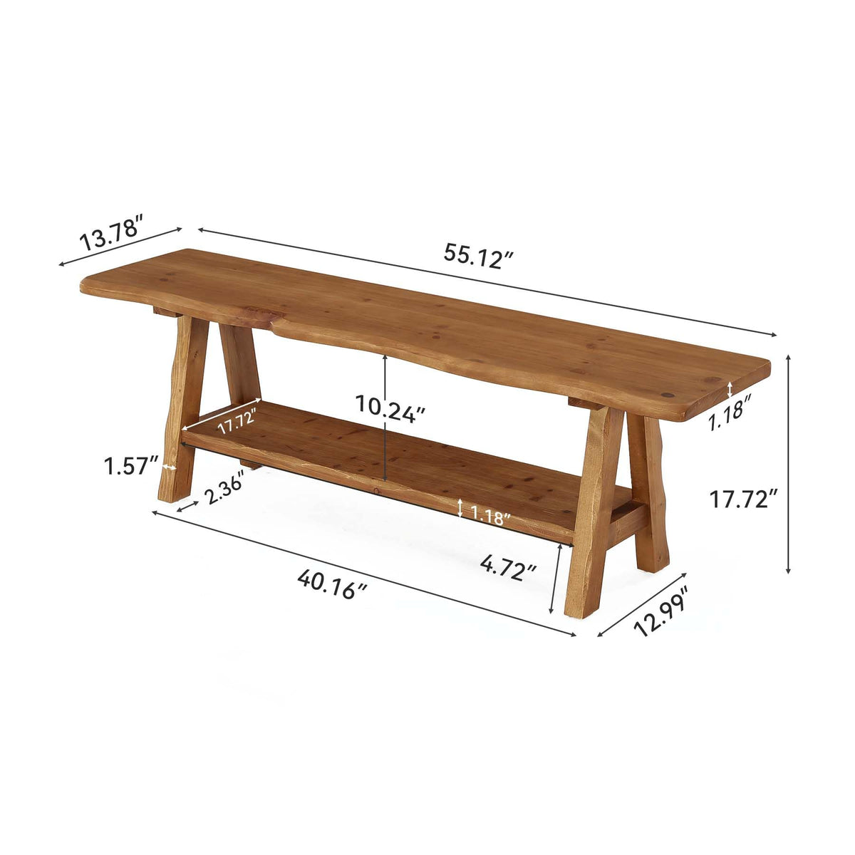 Brown Solid Wood Entryway Bench F5085