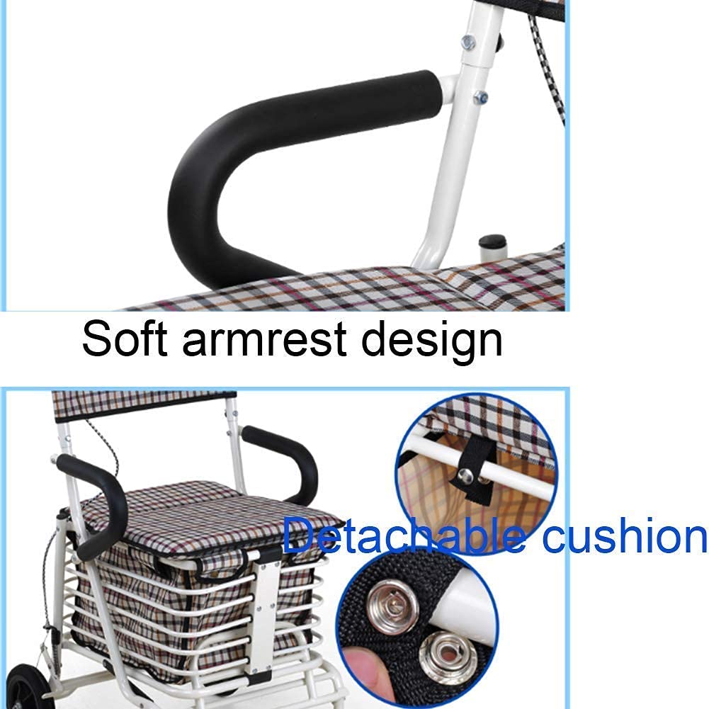 Folding Four Wheel Rollator Walker with Padded Seat Lockable Brakes H340
