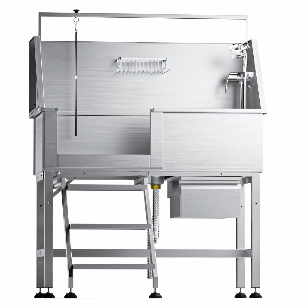 46" Stainless Steel Dog Washing Station with Removable Left Ramp & Storage Drawer A328582