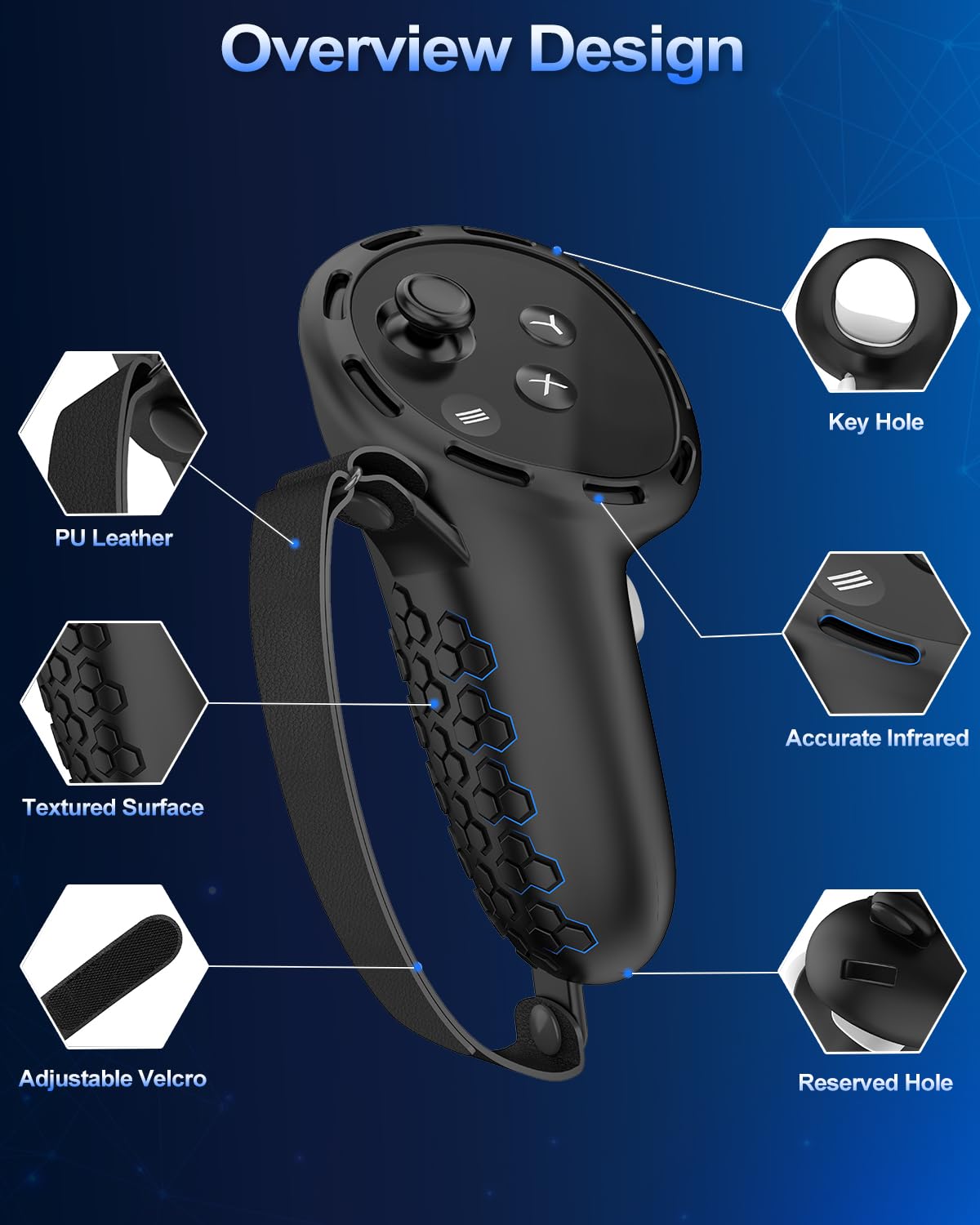 Silicone Controller Grip Cover with Non-Slip Thumbstick Covers Black L728624