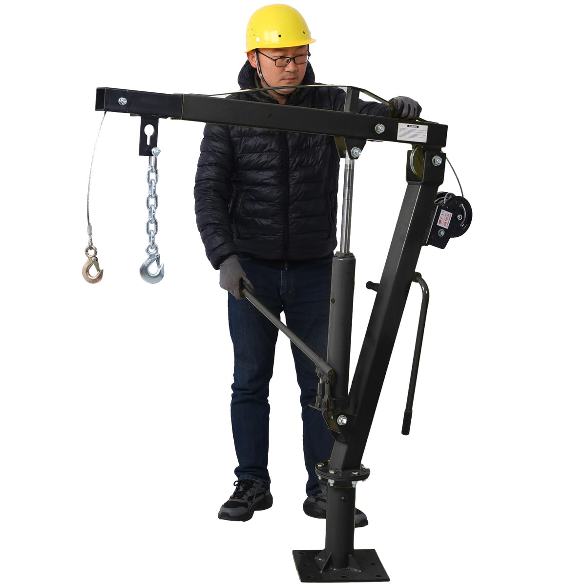 Hydraulic Pickup Truck Crane with Hand Winch, 2000-Lb. Capacity, Adjustable Boom, 360° Pivot I93376