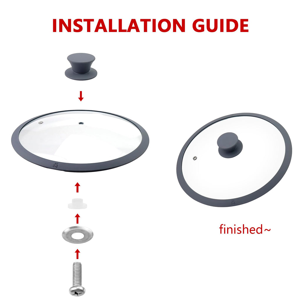 10.5" Round Tempered Glass Lid with Silicone Rim C4021