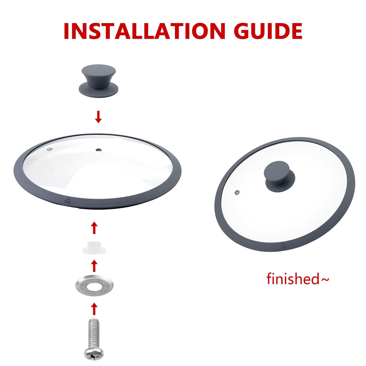 10.5" Round Tempered Glass Lid with Silicone Rim C4021