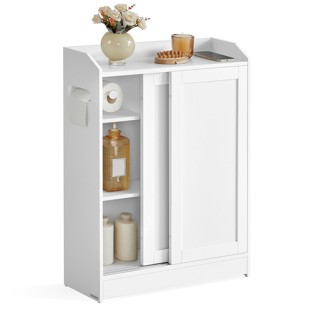 Slim Bathroom Storage Cabinet with Sliding Doors W579