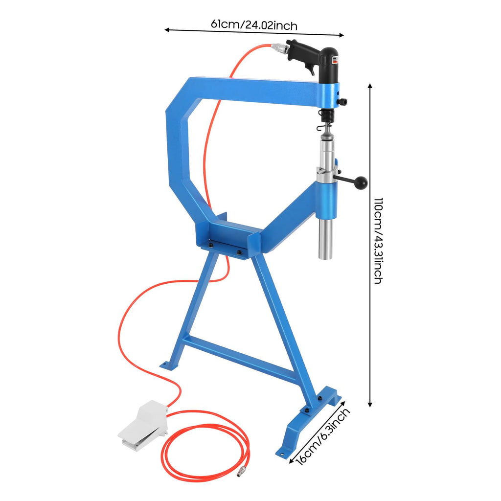 4" Pneumatic Planishing Hammer, 875-1350 RPM Metal Shrinker Stretcher with Cast-Iron Stand, Foot Pedal R321