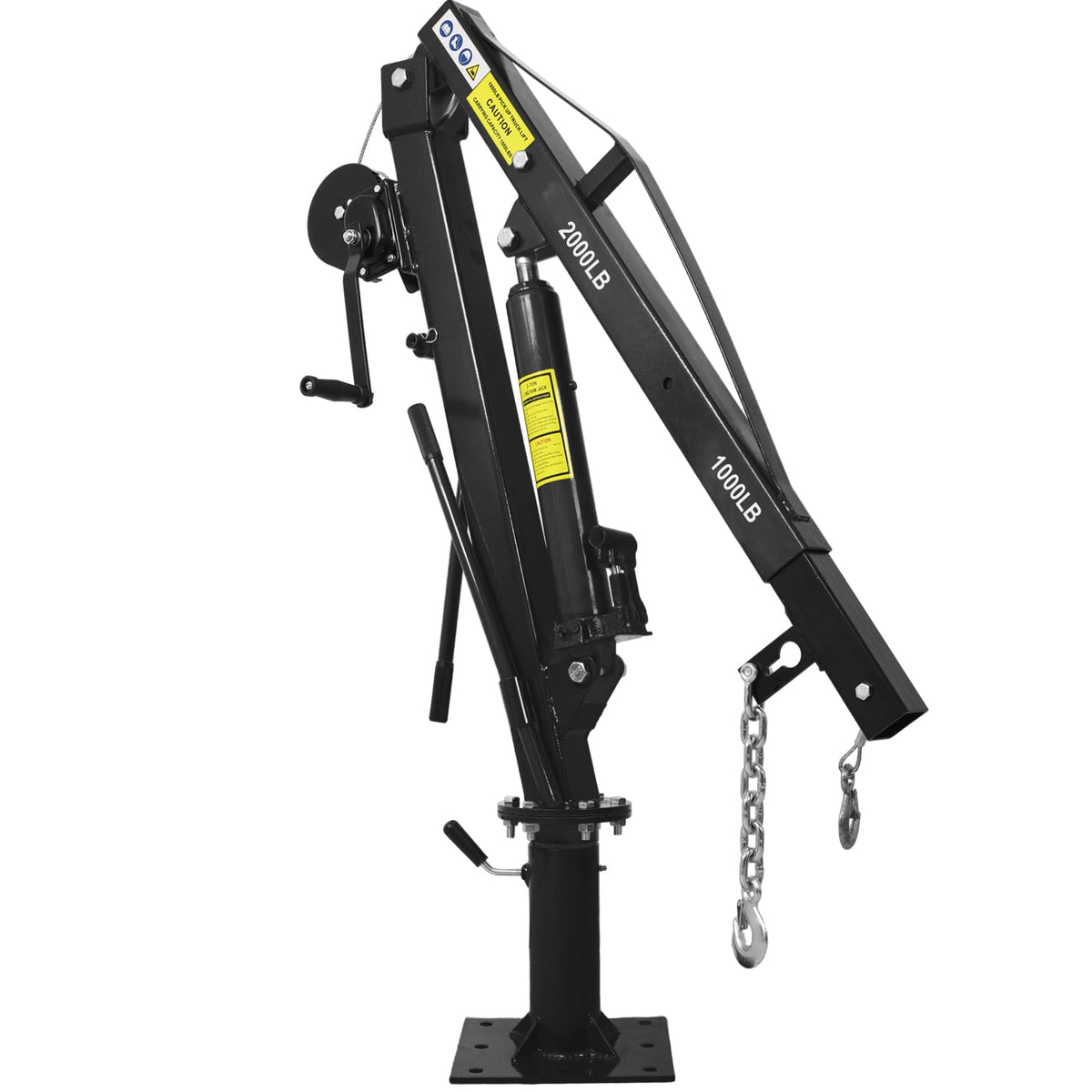 Hydraulic Pickup Truck Crane with Hand Winch, 2000-Lb. Capacity, Adjustable Boom, 360° Pivot I93376
