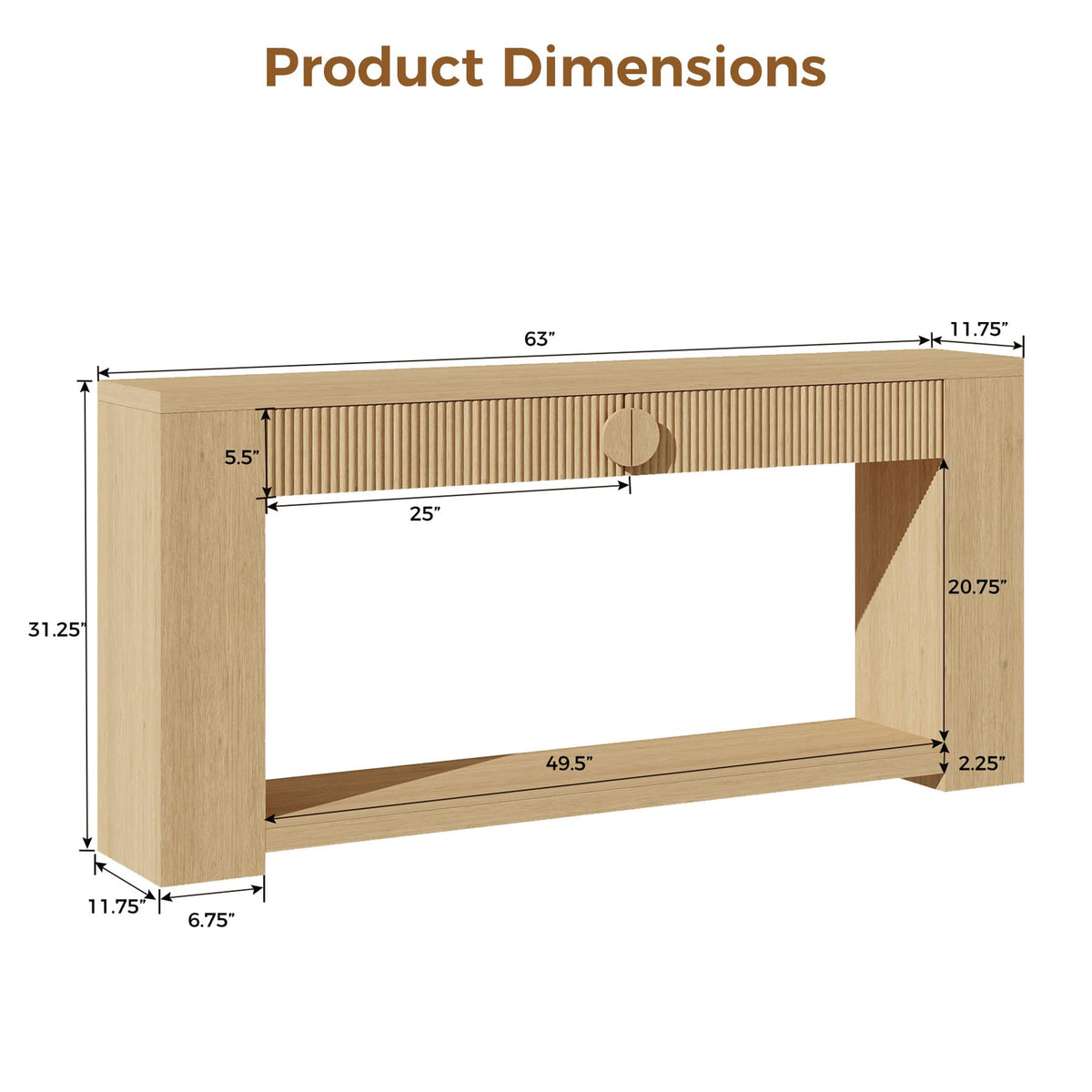 Oak Console Table with Storage Drawers W5585
