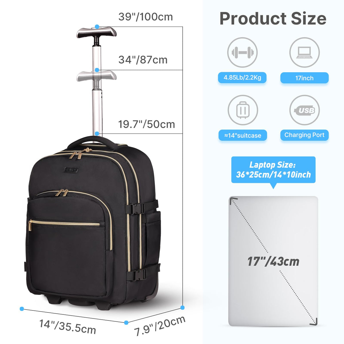 Rolling Backpack with Wheels Q243430