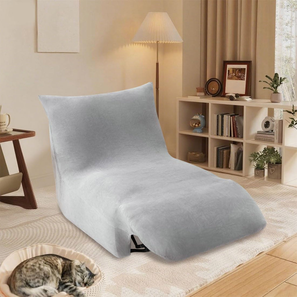 Light Gray Velvet Oversized Recliner Chair Cover V64867