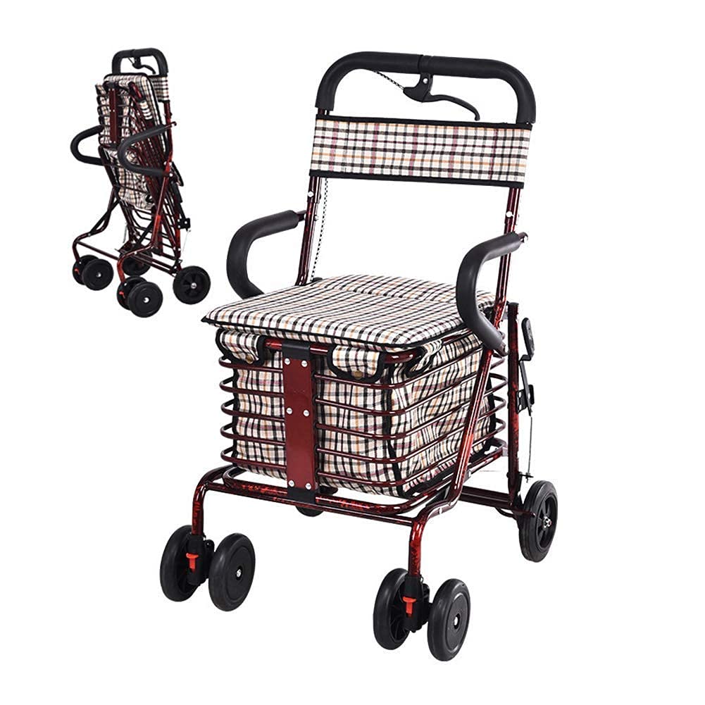 Folding Four Wheel Rollator Walker with Padded Seat Lockable Brakes H340