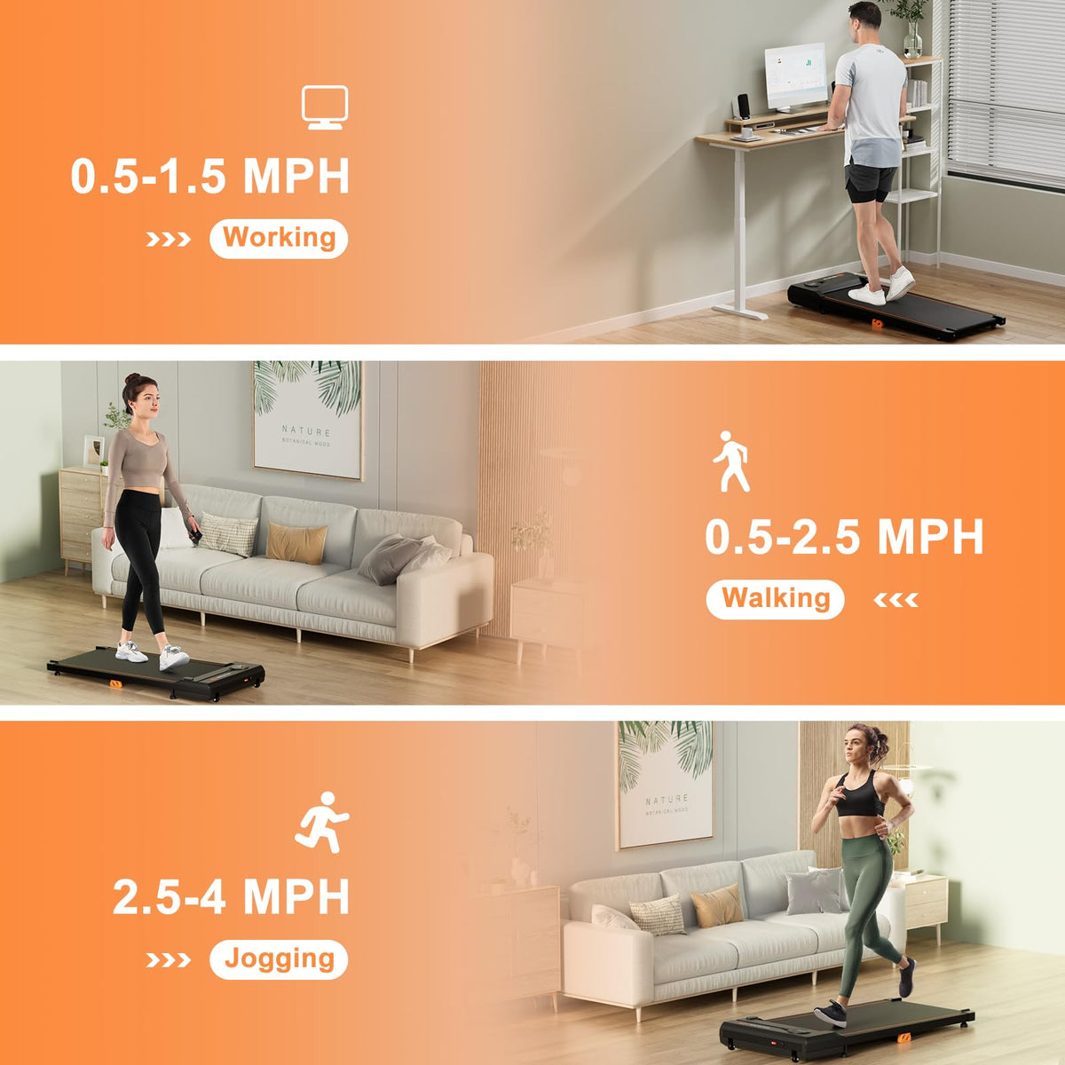 340 LBS Capacity Under Desk Treadmill with Remote Control F382365
