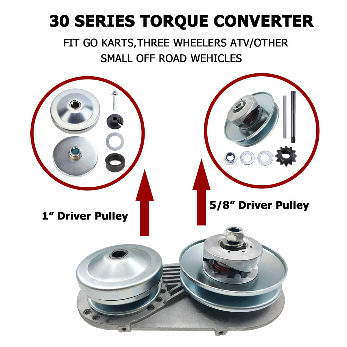 1 Inch Torque Converter Go Kart Pulley Kit with 10T #40 41 and 12T #35 Sprocket R602027