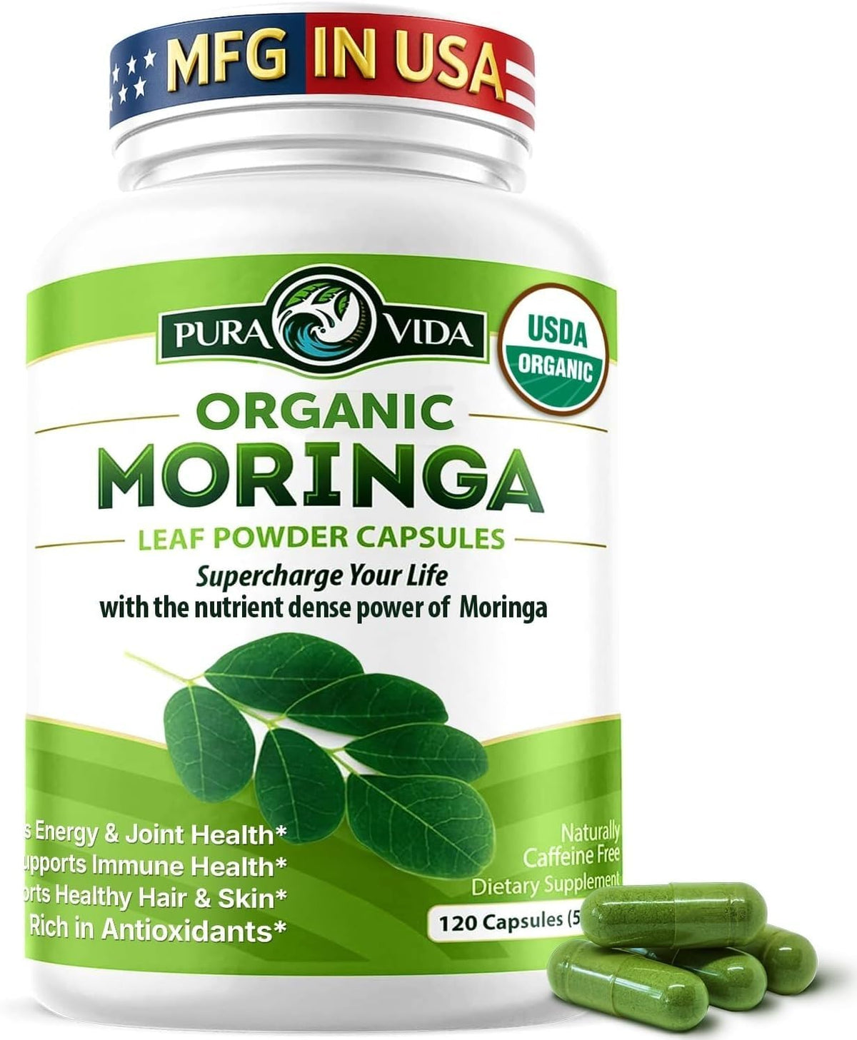 Organic Moringa Capsules 120ct 500mg T592