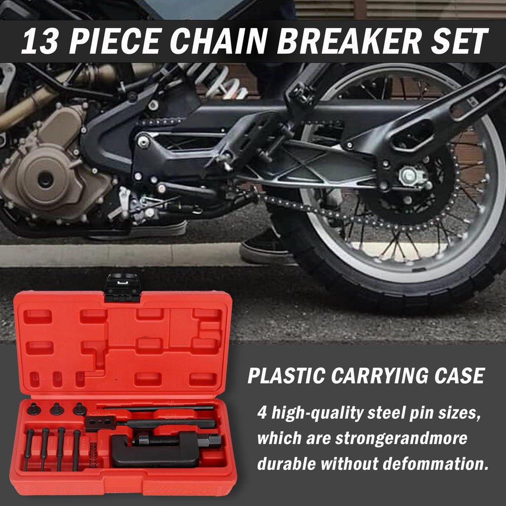 13 Pc Motorcycle Chain Breaker and Riveting Tool Kit D541884