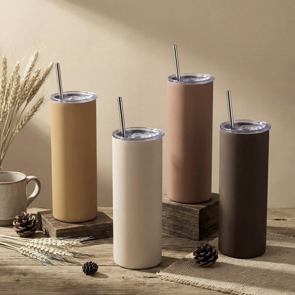 8 Pcs 20oz Insulated Stainless Steel Tumbler with Lid and Straw D4551