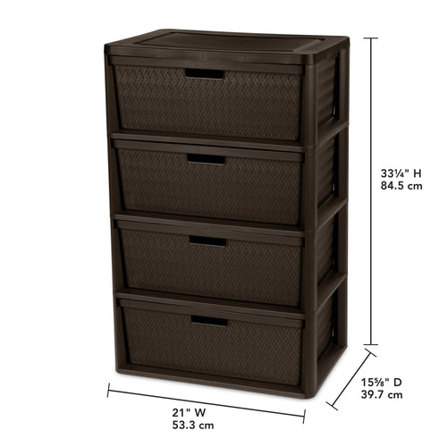2 Pack Wide 4 Drawer Plastic Storage Tower E4905