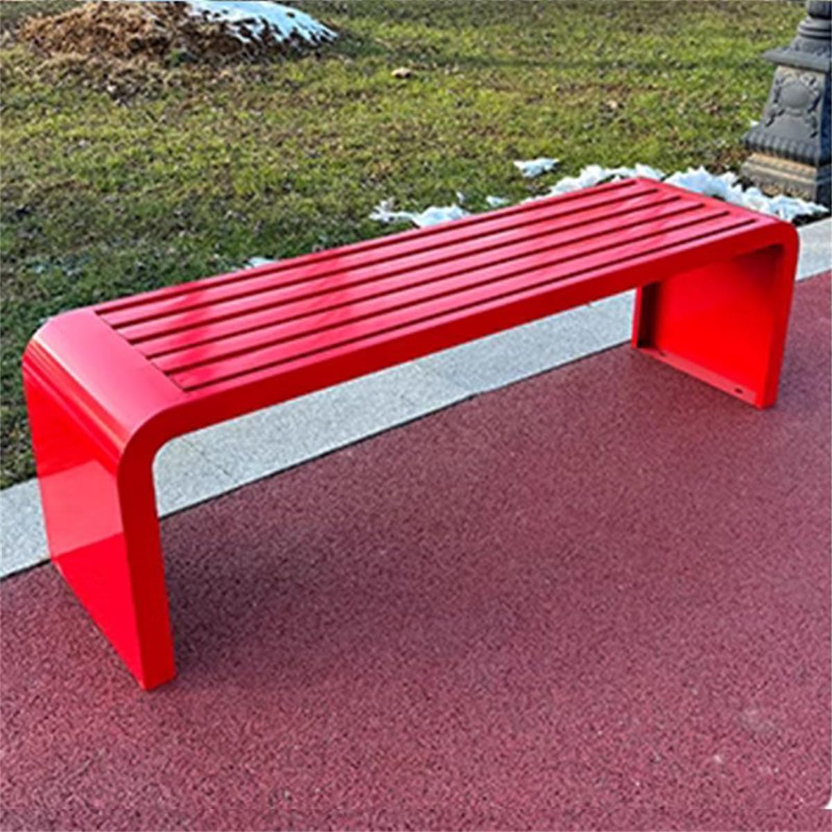 Alloy Stainless Steel Outdoor Bench Red 59" L x 16" W x 18" H V27722