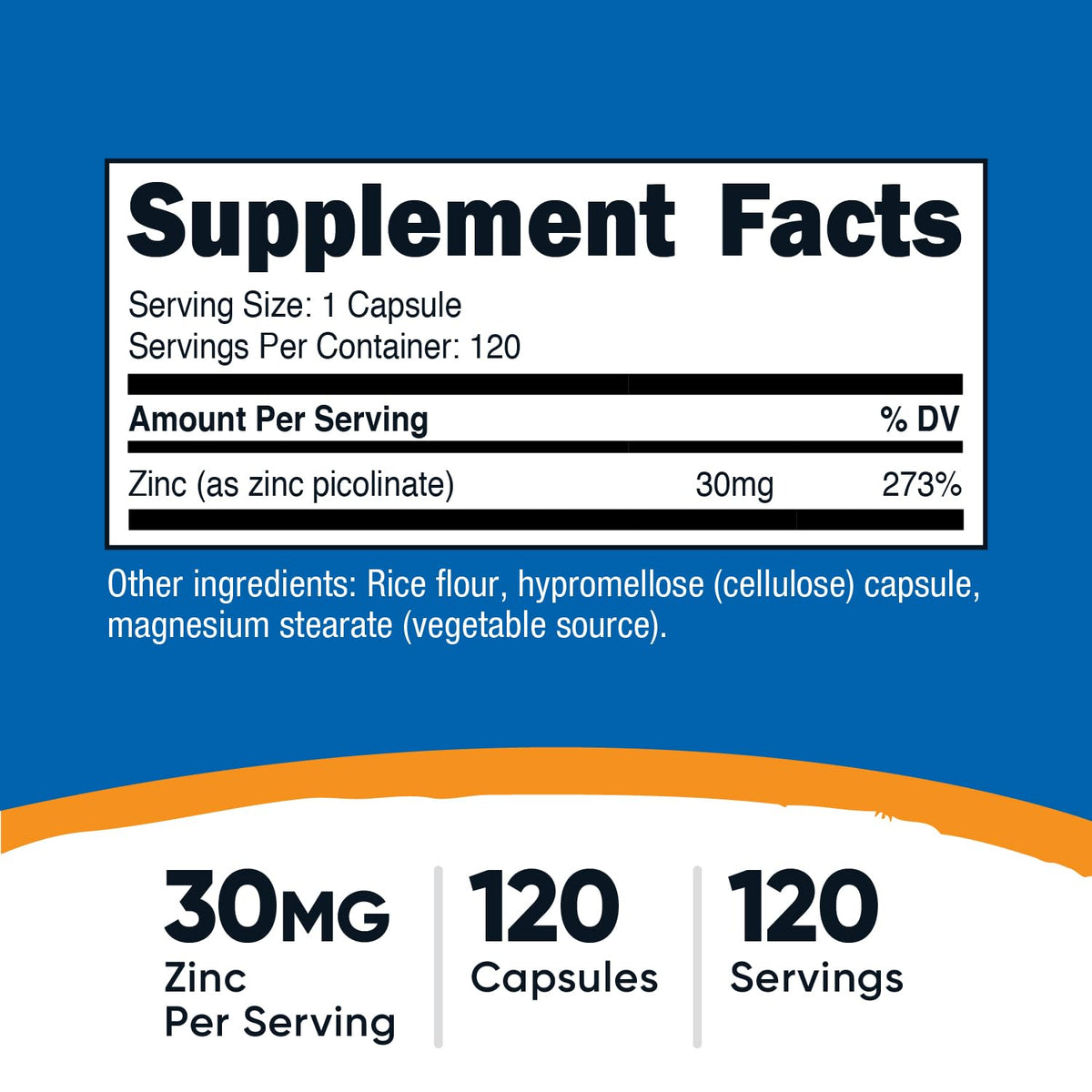 Zinc Picolinate 30mg 120 Capsules Gluten Free O549