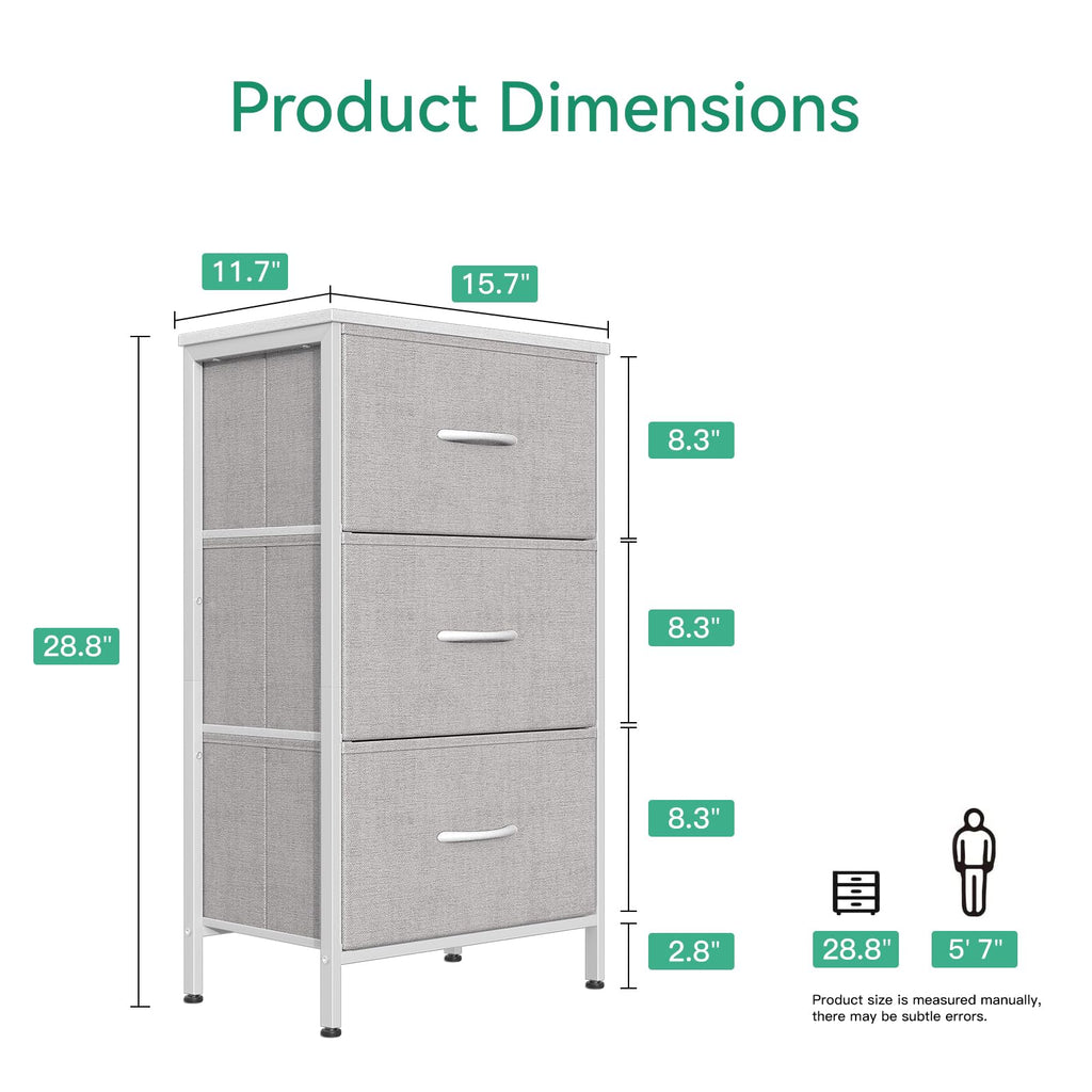 Light Grey 3 Drawer Dresser T715019