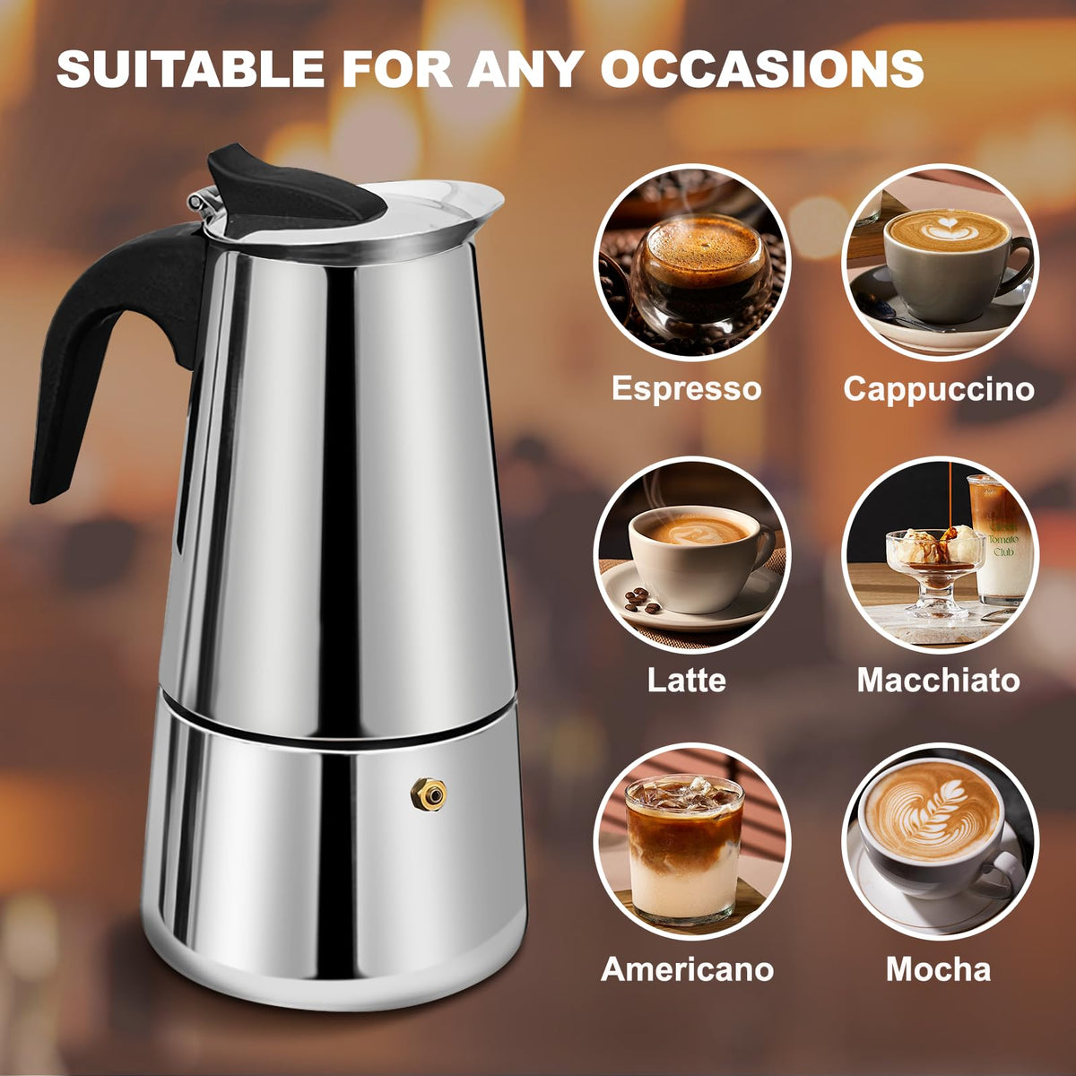 12 Cup Stainless Steel Stovetop Espresso Moka Pot 600ml M5301