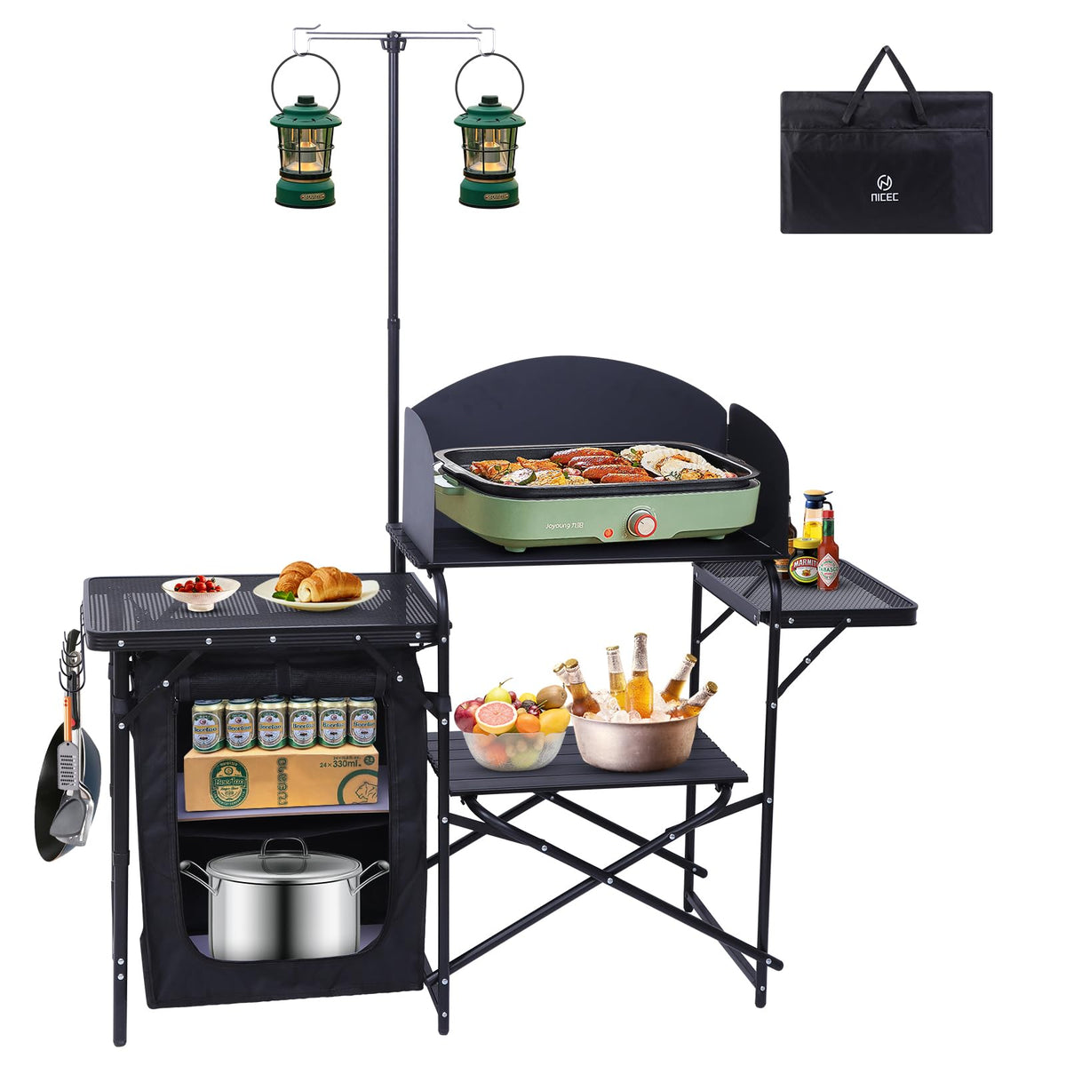 Black Portable Folding Camping Table S95432
