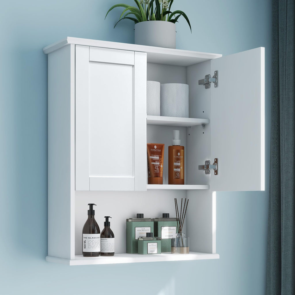 White Wall Mount Bathroom Cabinet with Adjustable Shelves C789710
