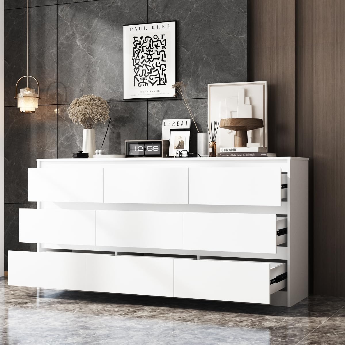 White 9 Drawer Wood Dresser W925280